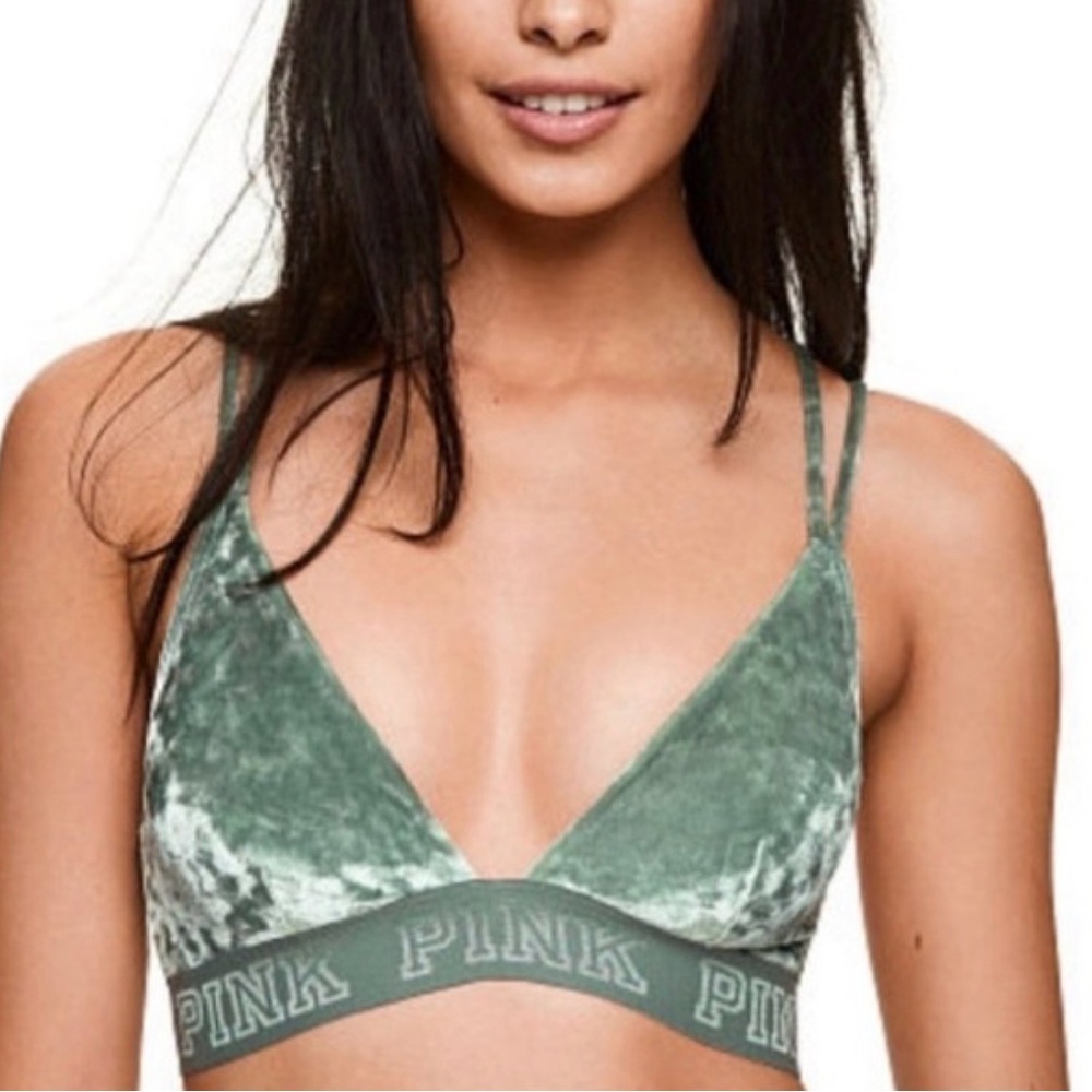 PINK Victoria's Secret Green Velvet Bralette